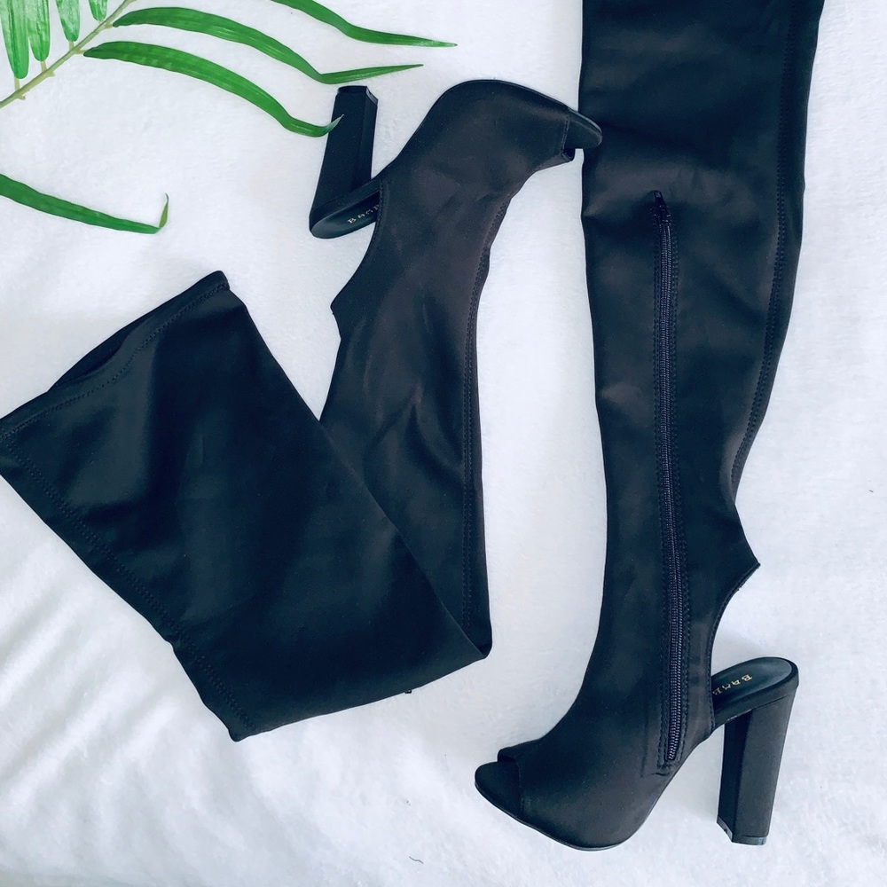 Knee-High open toe heels